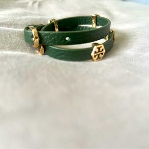 Tory Burch Miller Double Wrap Leather Bracelet.